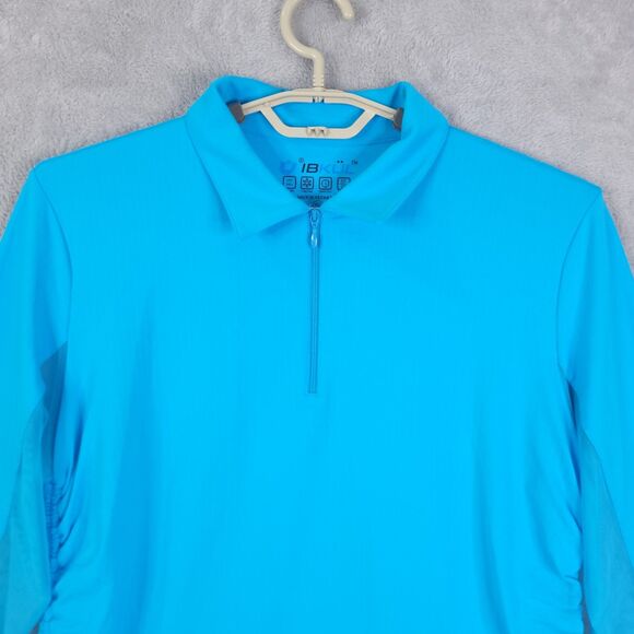 IBKUL Golf Tennis Top Shirt Womens Sz  XL Blue Long Sleeve 1/4 Zip UPF 50 Rushed - Picture 3 of 10